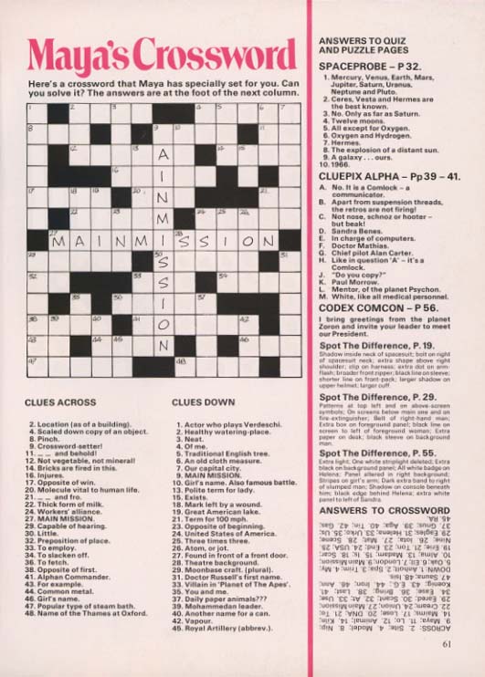 Maya's Crossword and Puzzle Answers