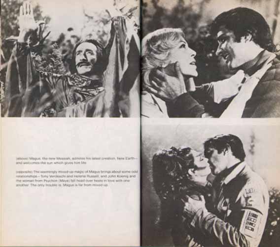 1. Magus welcomes the sun which gives him power in New Adam, New Eve, 2. Helena and Tony are attracted to each other through Magus's powers, 3. John and Maya are likewise affected by Magus