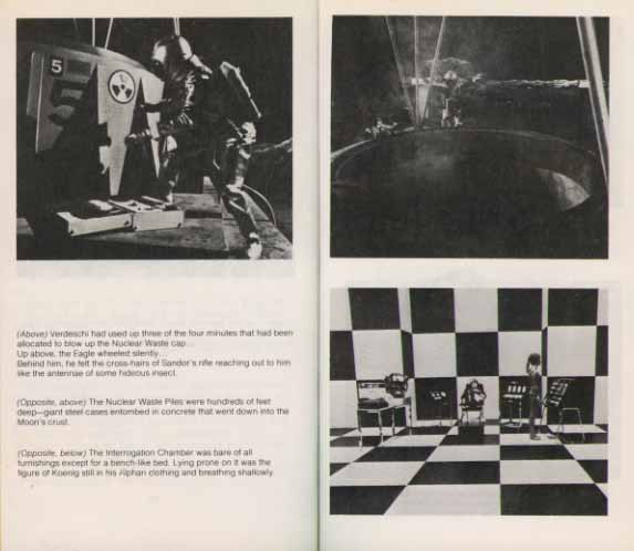 1. Koenig setting the charge to blow up the waste dumps in The Seance Spectre, 2. Koenig and Sanderson fighting at the edge of the nuclear waste pile, 3. The Interrogation Chamber on the Devil's Planet
