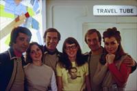 Tony Anholt, Carole Abbs, Martin Landau, Pat Jenkins, Nick Tate, Catherine Schell 9th December 1976