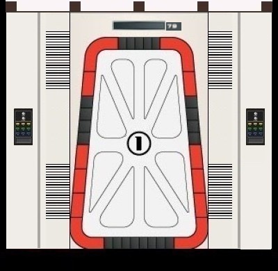 Access corridor door to cockpit