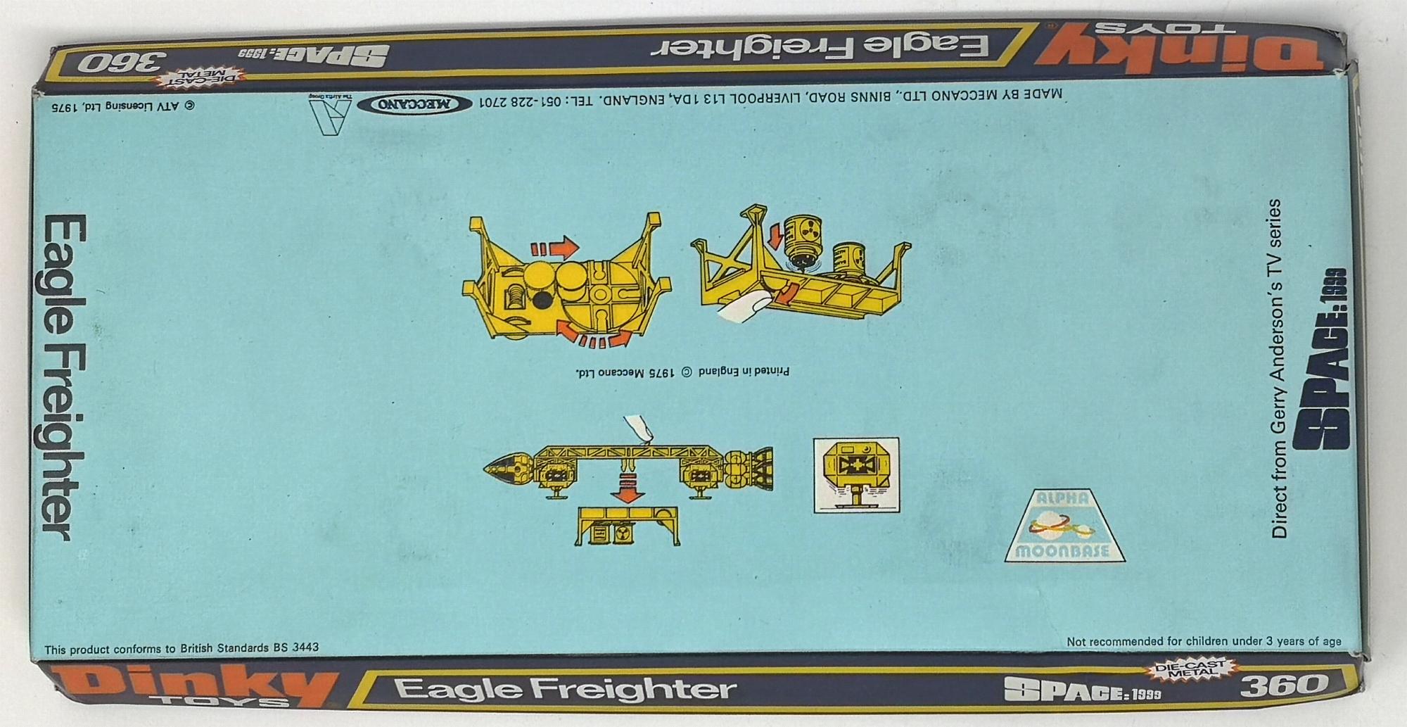 Dinky 360 Eagle Freighter Alpha Moonbase paper stickers only 
